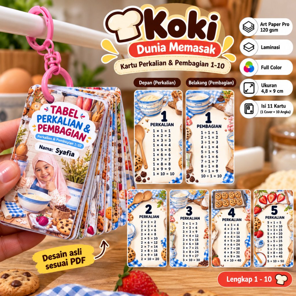 Flashcard Matematika Anak 1–10 Tahan Air